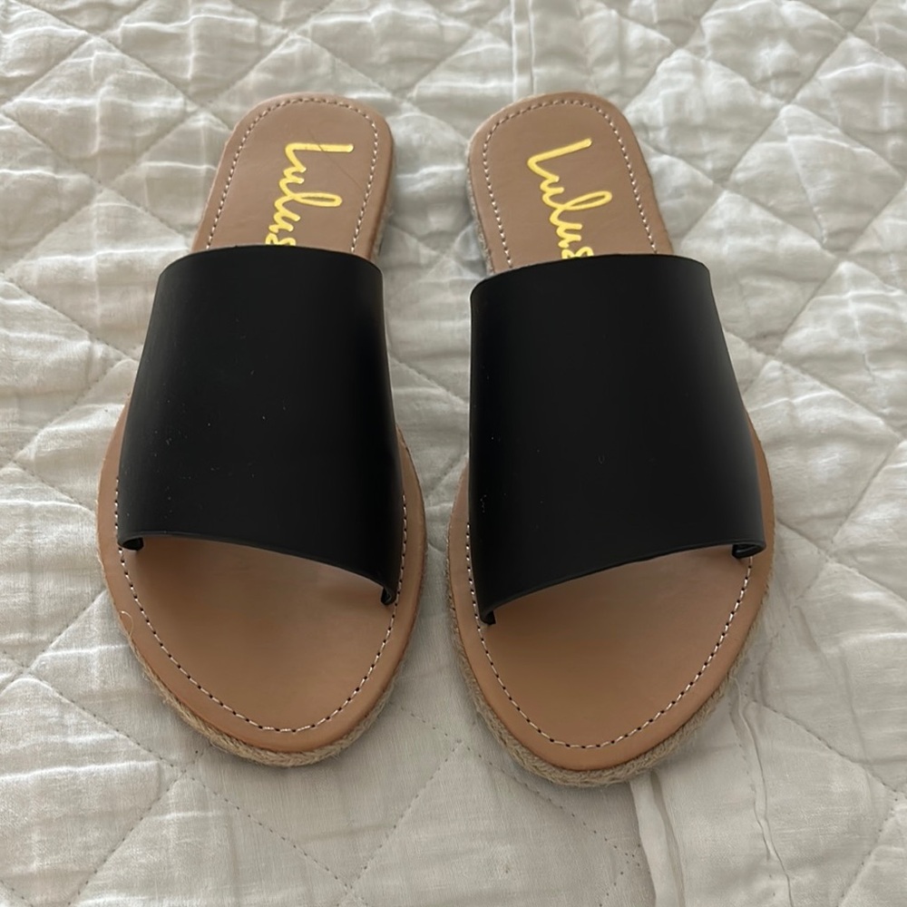 Lulu's Black Slide Sandals for Women